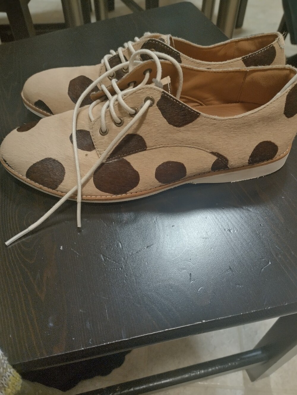 Rollie Nation Rollie Derby Pony Hair Leather Polka Dot Loafer Lace Shoe Size 38